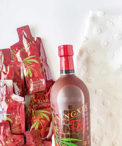 Ningxia Red Bottle and Packets on White background