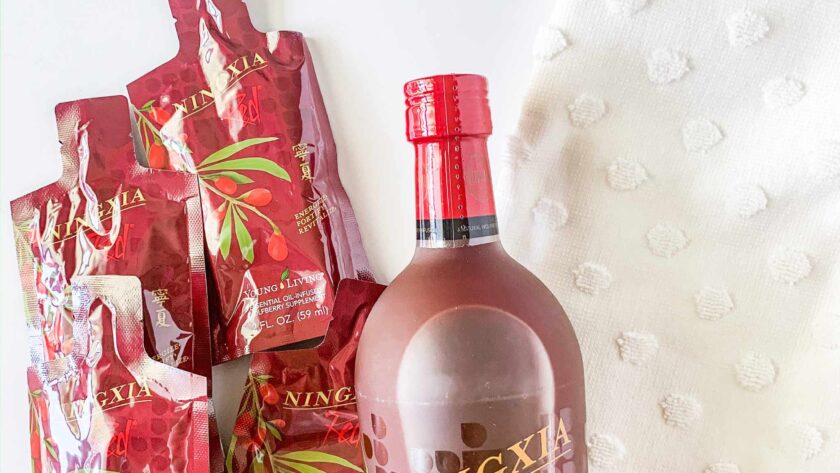 Ningxia Red Bottle and Packets on White background