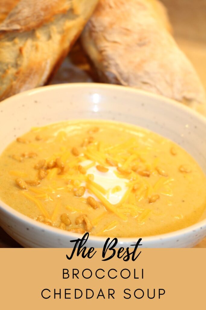 Pinterest Image The Best Broccoli and Cheddar Soup 