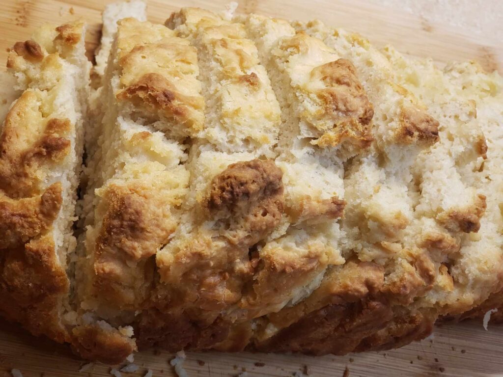 Easy Homemade Beer Bread cooked and sliced