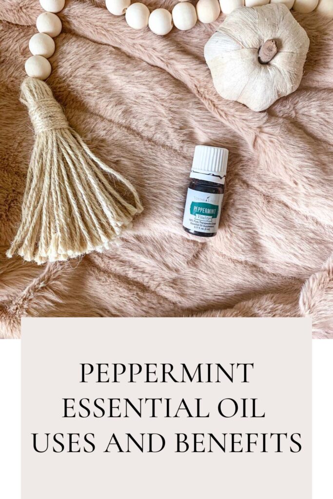 Peppermint essential oil with a pumpkin and a rope chord.