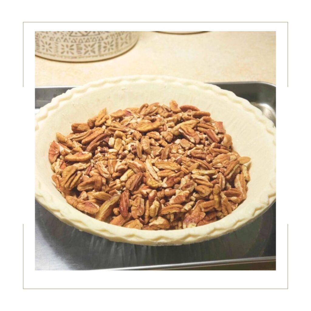 Pecans in unbaked pie shell
