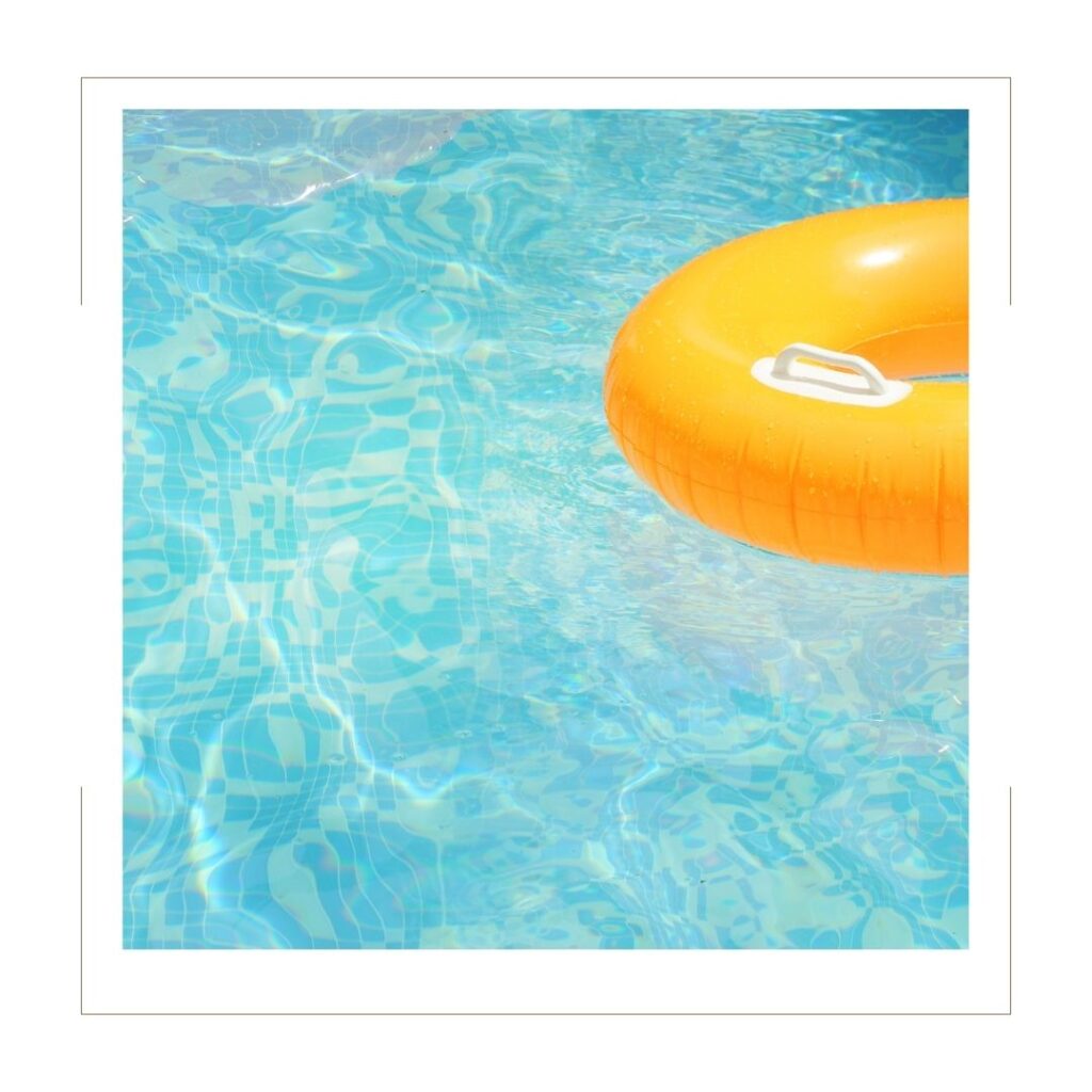 Pool water with a yellow innertube