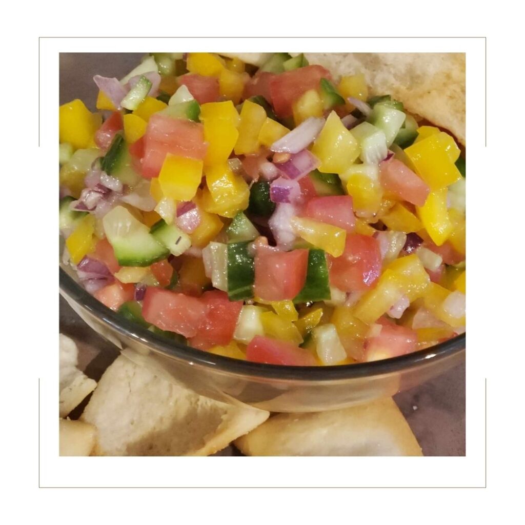 Mediterranean Cucumber Salad with Pita Chips