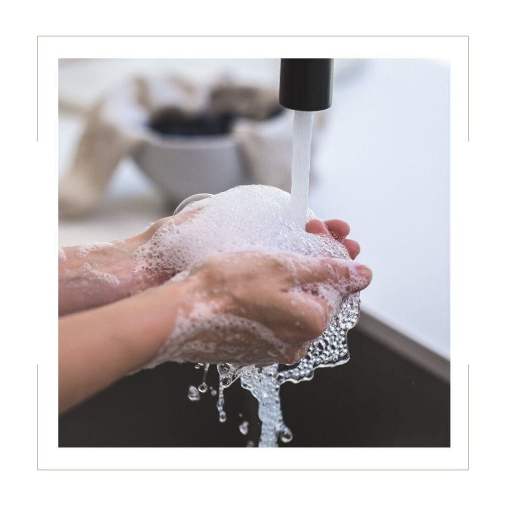 Hand washing with foaming hand soap