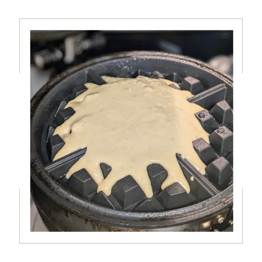 waffle batter in waffle iron