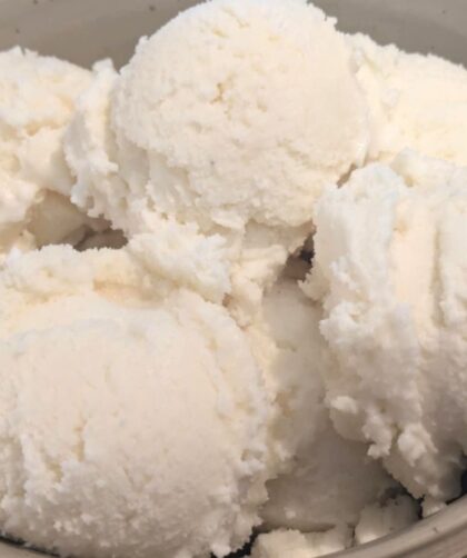 Vanilla Ice Cream scooped into a bowl