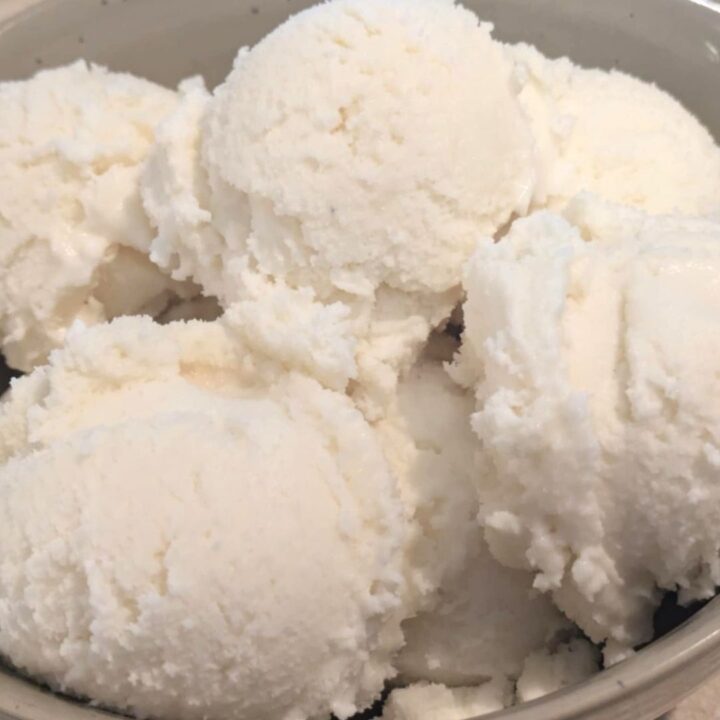 Vanilla Ice Cream scooped into a bowl