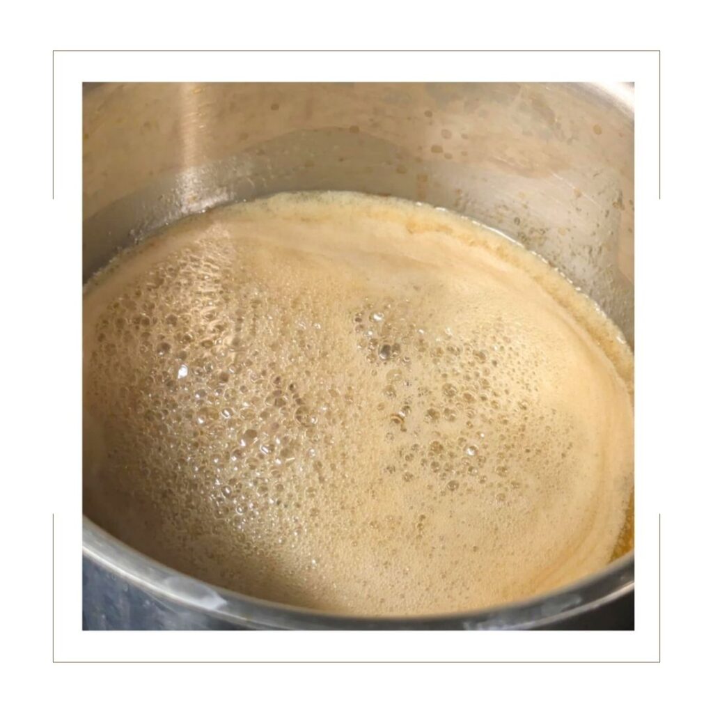 Maple Butter Pecan Syrup after boil