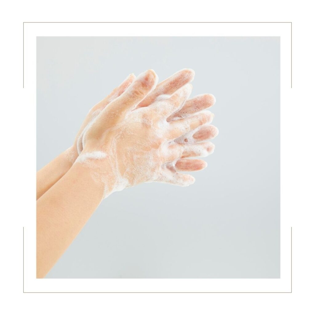 Kids hand washing with foaming hand soap