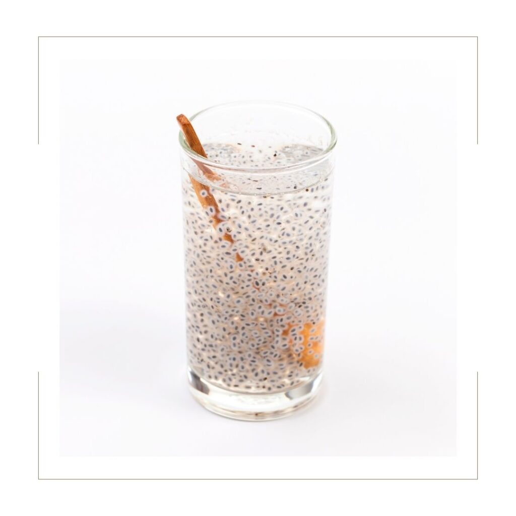 Glass of water with chia seeds 