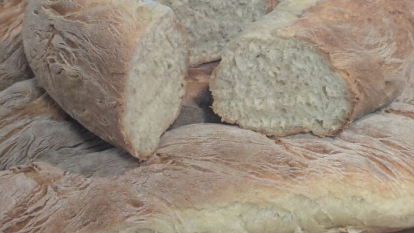 Baguettes baked and split open