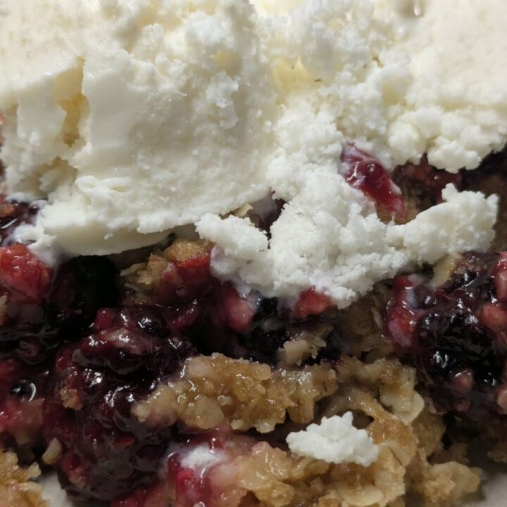 Blackberry Crisp with Vanilla Ice Cream